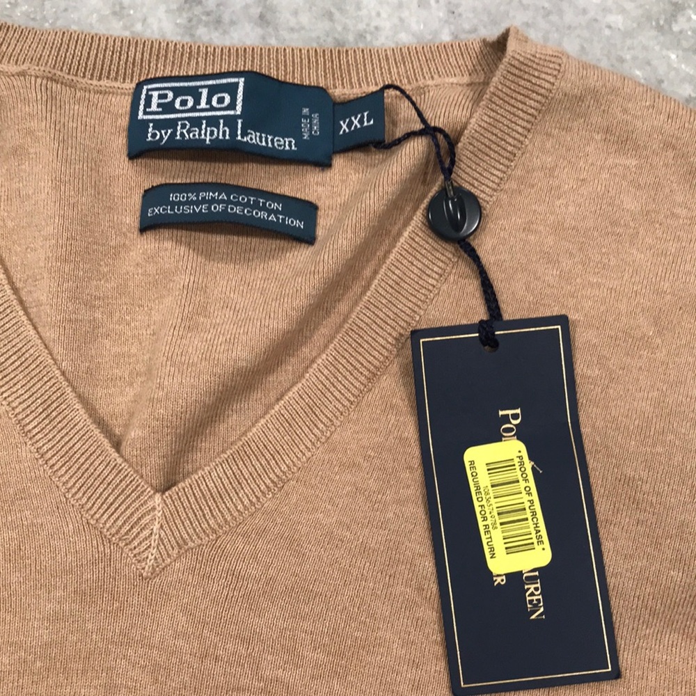 Polo Ralph Lauren Classic Vest Mens Size XXL Tan New with Tags Pima Cotton - Picture 4 of 10